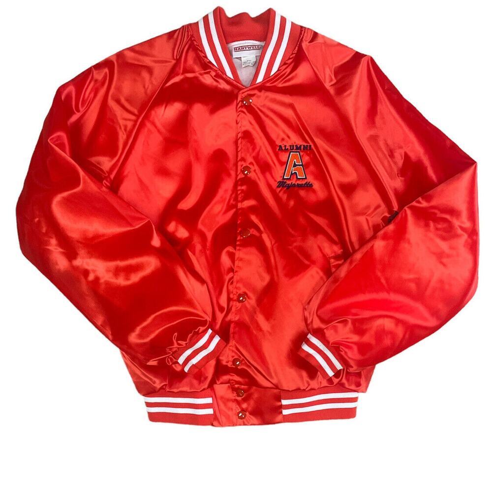 Vintage Auburn Satin Bomber Jacket Orange Alumni Majorette M/L Made In USA